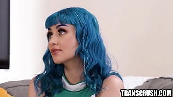 Preview 2 of Small Virgin Tube - Transgender lesbian couple fucking their cheerleader friend