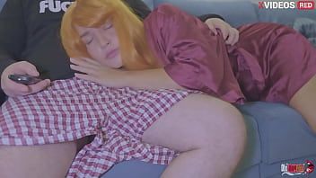 Preview 1 of Sleep Foot - I share the sofa with my stepmother and shove my dick down her throat,  fucking her until I cum in her mouth
