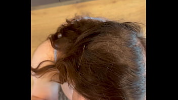 Preview 1 of Sanny Leon Xvideo - POV blowjob pussy fuck in the kitchen - cum in throat - spit on cock - gagging