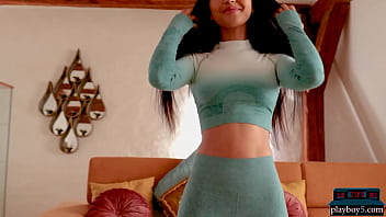 Preview 2 of Beeg Blacked Rew - Petite Asian MILF Chloe Rose doing yoga and strips naked for Playboy