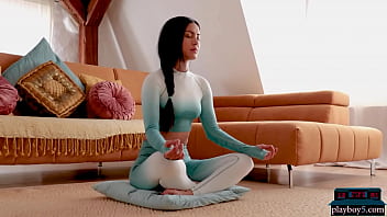 Preview 1 of Beeg Blacked Rew - Petite Asian MILF Chloe Rose doing yoga and strips naked for Playboy
