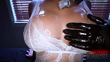 Preview 1 of Big Black Bamboo - FilthyMassage - Filthy Busty Blonde Milf Gets Covered In Oil And Dicked Hard