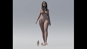 Preview 2 of Mama So Hot Sex - naked giantess walking and crushing tiny men