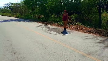 Preview 1 of New Viral Student - Public street exhibitionism in Canc&uacute_n,  Mexico. MILF showing her natural tits and ass outdoors. Flashing boobs
