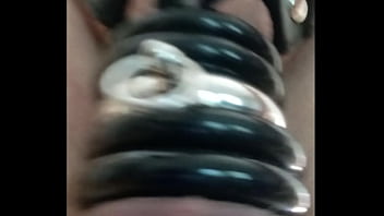 Preview 4 of Girl And Animal Dog Six - very tight chastity and long testicles with rings