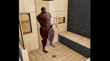 Preview 1 of Sarah 3d Lust Of Us - stunningly handsome duane brown jerking in the shower