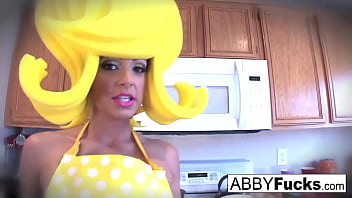 Preview 1 of Japaness Kissing - Surreal Kitchen dress up with Abigail and her giant cucumber