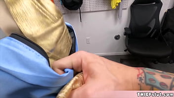 Preview 1 of Big Duck Fucked Bug Ass - Cute geeky blonde shoplifter teen caught and now its time for her geeky tight pussy to pay the fee