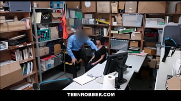 Preview 2 of Alena Parent Wpg Mb - TeenRobber - Cute Shoplifter Caught On Surveillance Lets Officer Fuck Her For No Charges - Penelope Reed