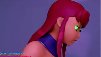 Preview 4 of Bathroom Deis - StarFire e BlackFire fazem um threesome com a Raven