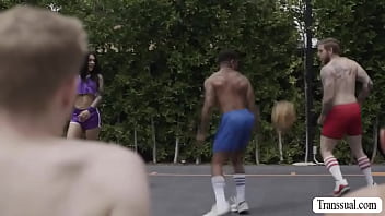 Preview 1 of Alina Ukraina - Slut TS gets analed in the basketball court