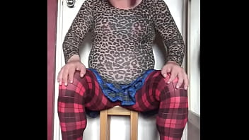Preview 1 of Naughty Uncle - crossdresser deepthroats a dildo dick