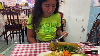 Preview 3 of Xxx Comv Hd - Katty West has lunch in an Asian cafe without panties and flashes her pussy on public