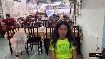 Preview 1 of Xxx Comv Hd - Katty West has lunch in an Asian cafe without panties and flashes her pussy on public