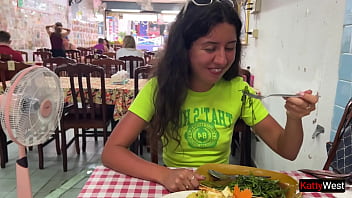 Preview 4 of Xxx Comv Hd - Katty West has lunch in an Asian cafe without panties and flashes her pussy on public