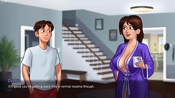 Preview 1 of Gizli Kabin Porno - Busty Mature MILF Stepmom Caught Her Tenant Naked Now She Wants to Fuck His Massive Big Cock - Summertime Saga 02 3D Porn Games