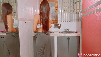 Preview 3 of New Nrazzers Hd Porno 2018 - Solo Latina with big tits Ashley Crespo masturbating in the bathroom in 4K.