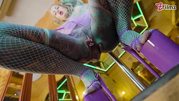 Preview 1 of Miya Malakoa - Dreadlocked TATTOOED stripper ending her show with a happy ending ANAL and facial!