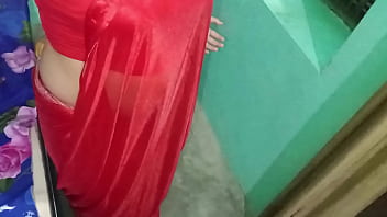 Preview 4 of Xx New 2017 Bow Bf Downld - Indian Crossdresser Gaurisissy in Red Saree