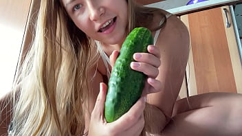 Preview 1 of Addxvideo - Flirting with a cucumber. Part one!