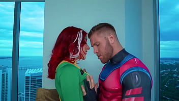 Preview 1 of Katty Pearl - NEW X-MEN MOVIE PREMIERE! Gambit Drilling Rogues Pussy And Throat! FilouFitt And ZOey Di Giacomo