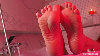 Preview 3 of Bf Video Mmm Com - Goddess Beautiful Wrinkled Soles Teasing And Toe Wiggling In The Bathtub