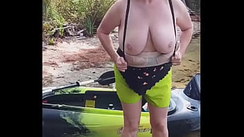 Preview 3 of She Mai Sexi Picks - Nicebigddd flashes huge real tits kayaking