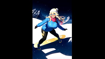 Preview 1 of Leatherpants Handjob - skiing girls in mountain ai art compilation