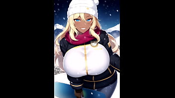Preview 4 of Leatherpants Handjob - skiing girls in mountain ai art compilation