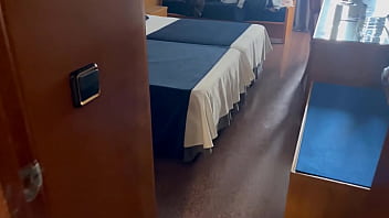 Preview 1 of Naughty American Teen Xvedioscom - I surprise the hotel room service cleaning girl and she helps me finish cumming by giving me a blowjob