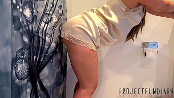 Preview 3 of Bokep Seru - lady in satin dress doing a glory hole fuck - projectsexdiary