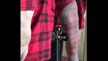 Preview 3 of Spanish Masterbation - bisexual crossdresser lets the toy fuck him as he gets a taste of it afterwards part 2