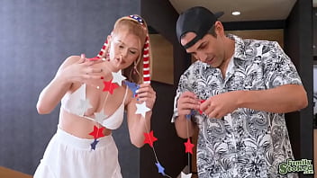 Preview 2 of Make Warm - Horny Donnie Rock got two twats to bang on Independence Day