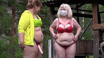 Preview 1 of Big Ass Nerse - Mature lesbians with big asses behind the scenes outdoors. A voyeur with a hidden camera watches them in a public park. Chubby milfs in sexy lingerie. Amateur fetish. PAWG.