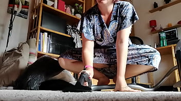 Preview 4 of Swinger Clubs England - Fat italian stepmom vacuums carpet and very dirty floor