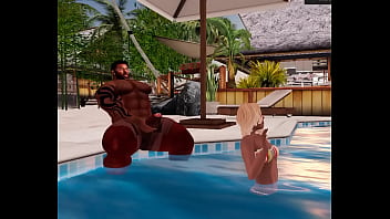 Preview 2 of Melayu Awek Goyang Pantat Doggy - super handsome hunk duane brown jerks at resort pool