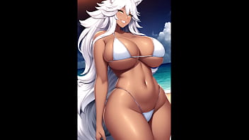 Preview 2 of Cum Hari - Hot catgirls in bikini on the public beach compilation