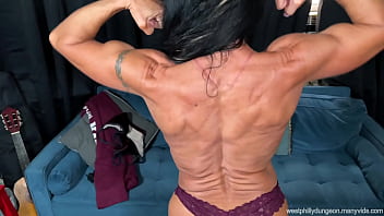 Preview 2 of Mother Dughther Orgy - Bodybuilder GILF Azure Dee Returns!