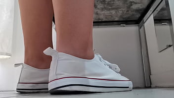 Preview 2 of Noell Anal - Dirty feet and dirty insoles for your Italian giantess in public shop - Dirty and sweaty feet all to worship