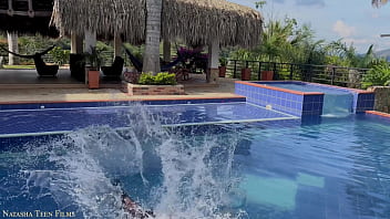 Preview 4 of Chilk Porn - fucked on a sunny day sexy teen Katherin moore gang bang dap in the pool