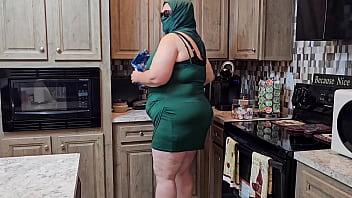 Preview 2 of Desk Sexy Videos - I got very pissed for not getting the day off I asked for,  so I pee on my boss desk (big booty hijab Muslim Milf squirting on desk) big butt