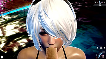 Preview 1 of Raylene James Dean - NieR：Automata 2B night pool