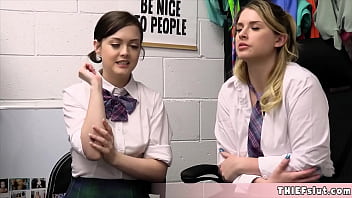 Preview 2 of Nurse Xx Videos - Two cute shoplifter in uniforms caught by the mall cop and now both of them having a hard time