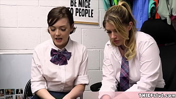Preview 1 of Nurse Xx Videos - Two cute shoplifter in uniforms caught by the mall cop and now both of them having a hard time