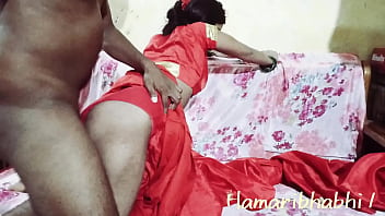 Preview 3 of Mom And Son Dressing Room - Desi wife fucked in red saree.