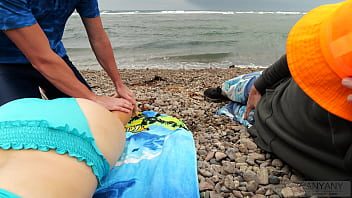 Preview 1 of Indian Grandpa Girls - Stranger Puts Oil on me and Gives a Quick Fuck on Public Beach - XSanyAny