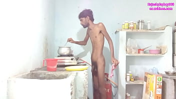 Preview 2 of 50 Plus Sex - Rajeshplayboy993 cooking aalu curry and masturbating dick