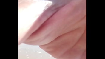 Preview 4 of Cock Suck Lesson - exhib de ma bite et mon cul sur la plage naturiste et pipi dans la mer,  partie 2, 