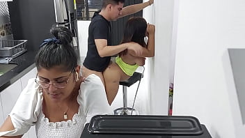 Preview 2 of Limbo Dance Upskirt - beautiful hot stepsister gets a delicious fuck in the kitchen!