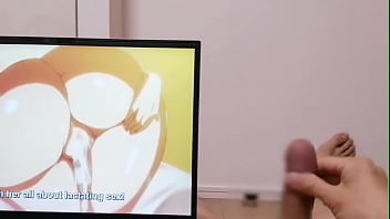 Preview 3 of Ngecrot Basah - Horny Otaku Moaning Loudly Jerking Off Big Dick While Watching Hutanari Hot Hentai. camshot POV